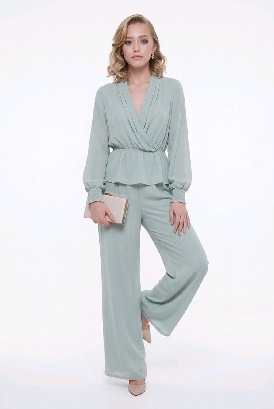Dee Ocleppo Cloud Blue Margot Faux Wrap Whimsical Luxurious Timeless Blouse L